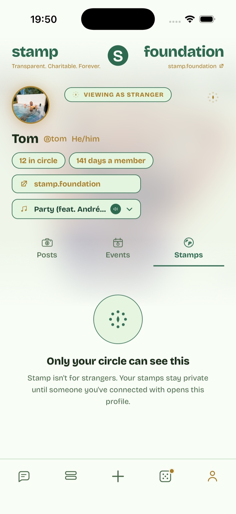 The same profile seen by someone outside your circle